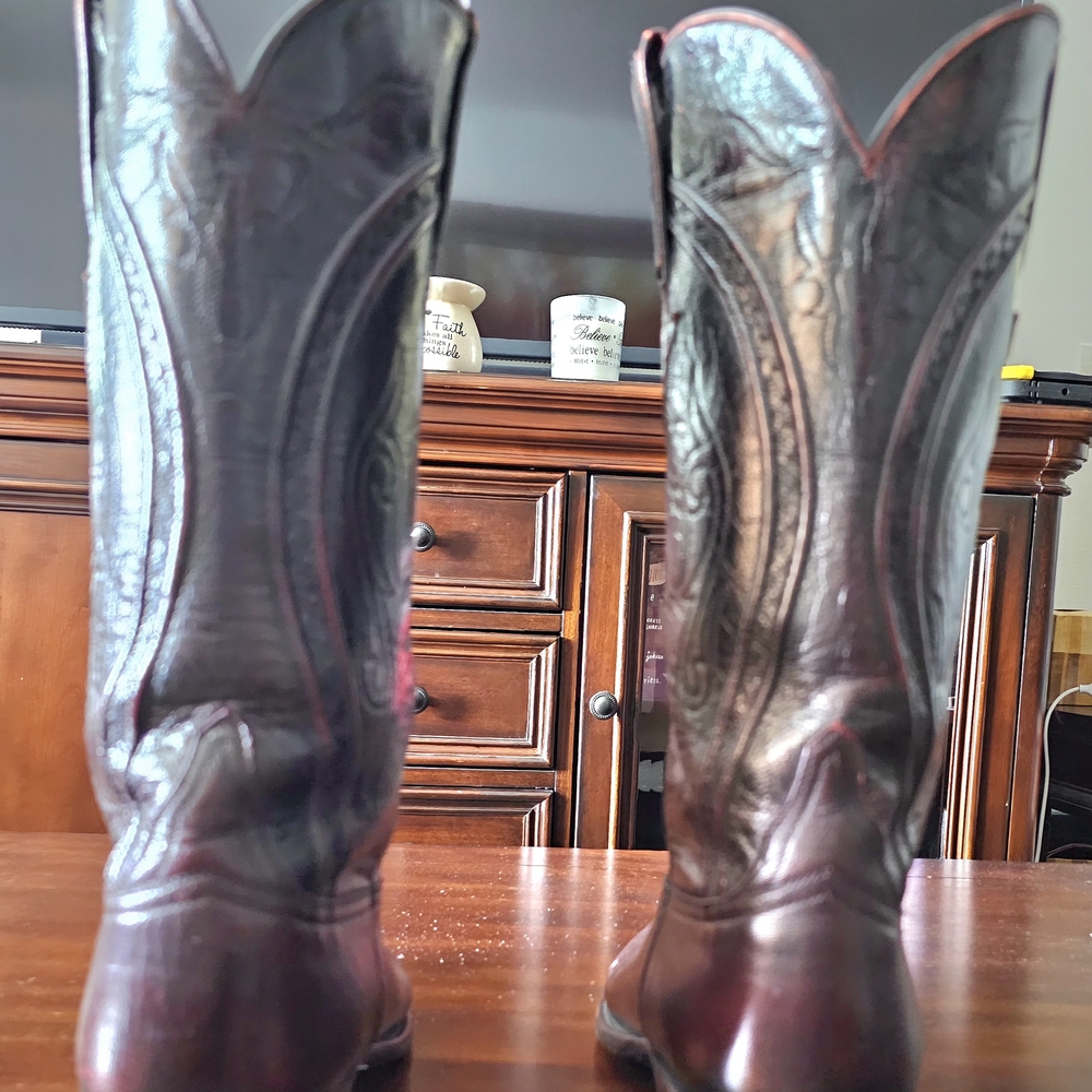 Lucchese Dark Brown Cowboy Boots - Picture 3 of 5